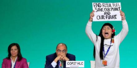 Manifestante interrumpe evento en la Cumbre del Clima de la ONU COP28