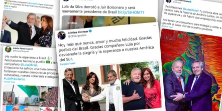 El Presidente y CFK saludaron a Lula por el triunfo en las elecciones de Brasil: “Gracias por devolverle la esperanza a nuestra América del Sur”